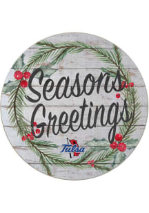 KH Sports Fan Tulsa Golden Hurricane 20x20 Weathered Seasons Greetings Sign - Grey