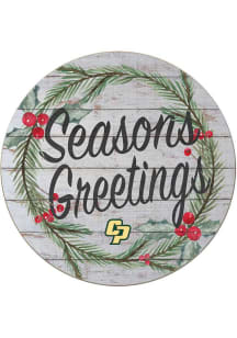 KH Sports Fan Cal Poly Mustangs 20x20 Weathered Seasons Greetings Sign - Grey