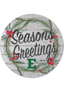 KH Sports Fan Eastern Michigan Eagles 20x20 Weathered Seasons Greetings Sign - Grey