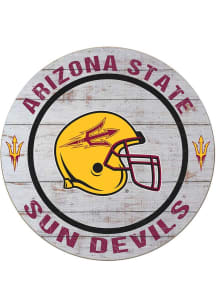 KH Sports Fan Arizona State Sun Devils Weathered Helmet Circle Sign - Grey