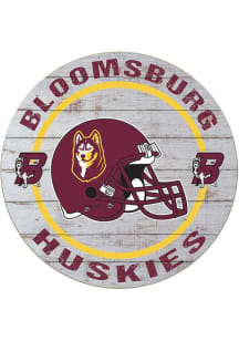 KH Sports Fan Bloomsburg University Huskies Weathered Helmet Circle Sign - Grey