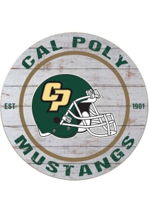 KH Sports Fan Cal Poly Mustangs Weathered Helmet Circle Sign - Grey