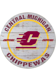 KH Sports Fan Central Michigan Chippewas Weathered Helmet Circle Sign - Grey