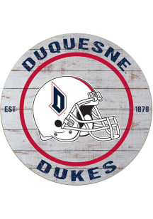 KH Sports Fan Duquesne Dukes Weathered Helmet Circle Sign - Grey
