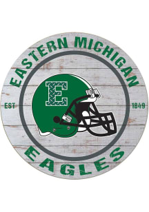 KH Sports Fan Eastern Michigan Eagles Weathered Helmet Circle Sign - Grey