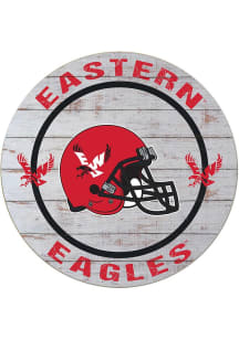 KH Sports Fan Eastern Washington Eagles Weathered Helmet Circle Sign - Grey