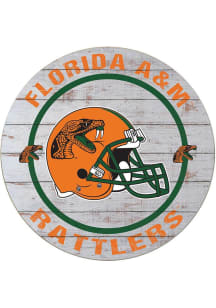 KH Sports Fan Florida A&M Rattlers Weathered Helmet Circle Sign - Grey