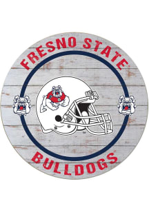 KH Sports Fan Fresno State Bulldogs Weathered Helmet Circle Sign - Grey