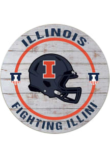 KH Sports Fan Illinois Fighting Illini Weathered Helmet Circle Sign - Grey