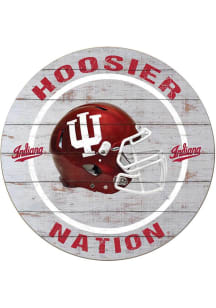 KH Sports Fan Indiana Hoosiers Weathered Helmet Circle Sign - Grey