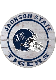 KH Sports Fan Jackson State Tigers Weathered Helmet Circle Sign - Grey
