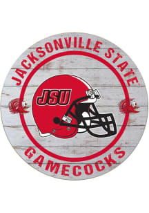 KH Sports Fan Jacksonville State Gamecocks Weathered Helmet Circle Sign - Grey