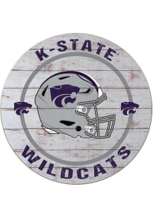 KH Sports Fan K-State Wildcats Weathered Helmet Circle Sign - Grey