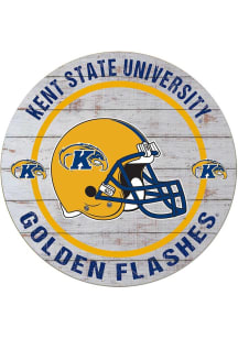 KH Sports Fan Kent State Golden Flashes Weathered Helmet Circle Sign - Grey