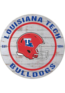 KH Sports Fan Louisiana Tech Bulldogs Weathered Helmet Circle Sign - Grey
