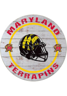 KH Sports Fan Maryland Terrapins Weathered Helmet Circle Sign - Grey