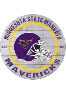 KH Sports Fan Minnesota State Mankato Mavericks Weathered Helmet Circle Sign - Grey