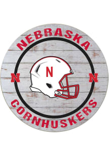 KH Sports Fan Nebraska Cornhuskers Weathered Helmet Circle Sign - Grey