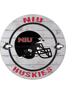 KH Sports Fan Northern Illinois Huskies Weathered Helmet Circle Sign - Grey