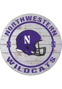 KH Sports Fan Northwestern Wildcats Weathered Helmet Circle Sign - Grey