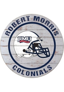 KH Sports Fan Robert Morris Colonials Weathered Helmet Circle Sign - Grey