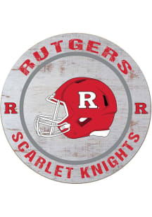 KH Sports Fan Rutgers Scarlet Knights Weathered Helmet Circle Sign - Grey