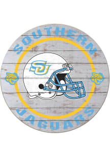 KH Sports Fan Southern University Jaguars Weathered Helmet Circle Sign - Grey