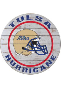 KH Sports Fan Tulsa Golden Hurricane Weathered Helmet Circle Sign - Grey