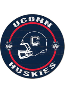 KH Sports Fan UConn Huskies Weathered Helmet Circle Sign - Grey
