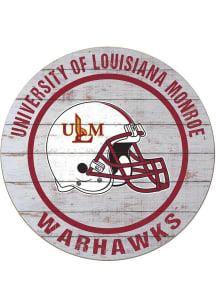 KH Sports Fan Louisiana-Monroe Warhawks Weathered Helmet Circle Sign - Grey