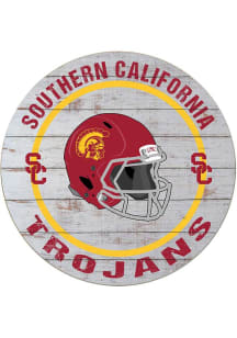 KH Sports Fan USC Trojans Weathered Helmet Circle Sign - Grey