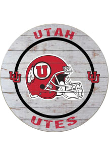 KH Sports Fan Utah Utes Weathered Helmet Circle Sign - Grey