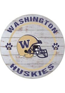 KH Sports Fan Washington Huskies Weathered Helmet Circle Sign - Grey