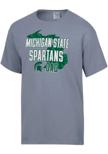 Michigan State Spartans Charcoal Dad State Outline Short Sleeve T Shirt