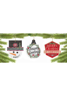 St Cloud State Huskies 3 Pack Ornament - Red