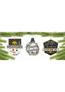 Iowa Hawkeyes 3 Pack Ornament - Gold