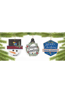 Kansas Jayhawks 3 Pack Ornament - Blue