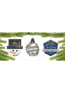 Kent State Golden Flashes 3 Pack Ornament - Blue