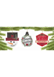 Miami RedHawks 3 Pack Ornament - Red