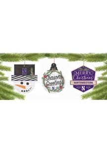 Northwestern Wildcats 3 Pack Ornament - Purple