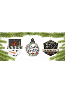 Oklahoma State Cowboys 3 Pack Ornament - Orange