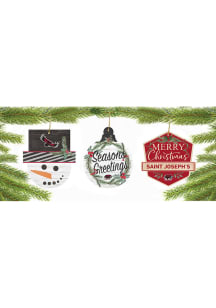 Saint Josephs Hawks 3 Pack Ornament - Green