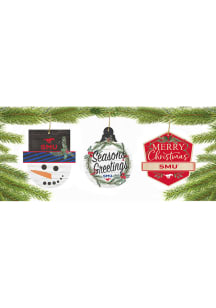 SMU Mustangs 3 Pack Ornament - Red