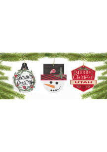 Utah Utes 3 Pack Ornament - Red