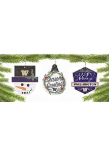 Washington Huskies 3 Pack Ornament - Purple
