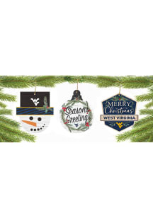 West Virginia Mountaineers 3 Pack Ornament - Gold