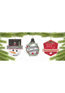 Wisconsin Badgers 3 Pack Ornament - Red