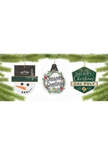 Cal Poly Mustangs 3 Pack Ornament - Green