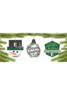 Eastern Michigan Eagles 3 Pack Ornament - White