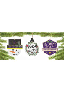 Minnesota State Mankato Mavericks 3 Pack Ornament - Gold